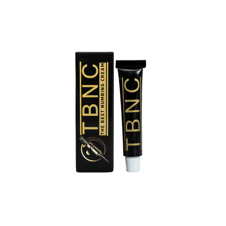 TBNC numbing cream packaging on a white background for tattoo and microneedling