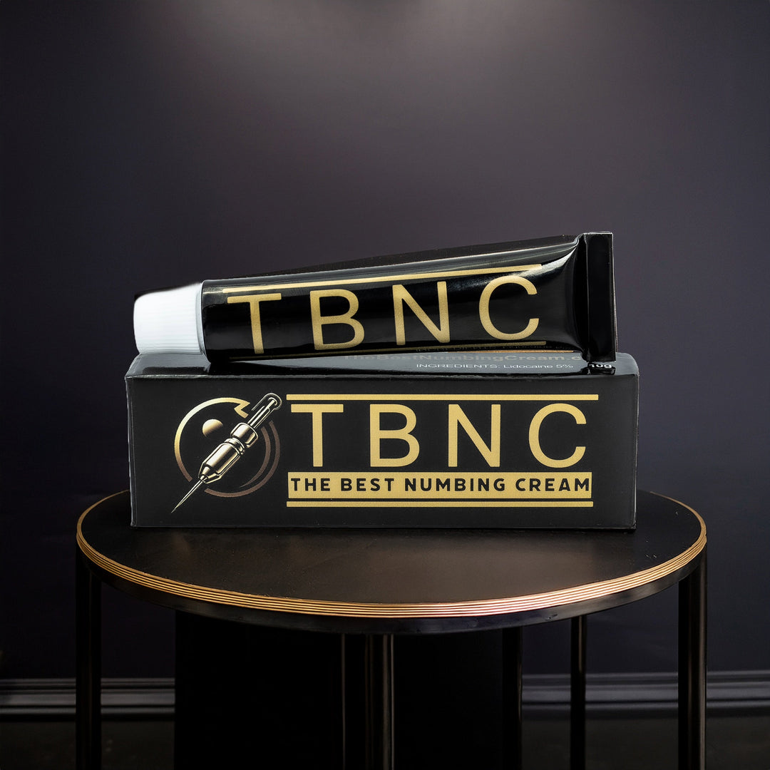 TBNC numbing cream packaging on a dark background