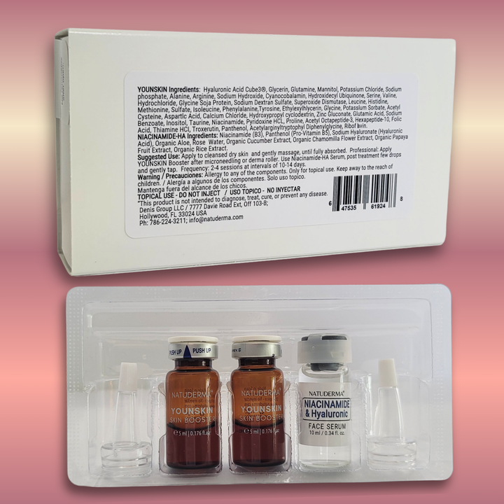 Natuderma Younskin  Rejuvenating Microneedling Serum 2 vials + Niacinamide-HA Serum