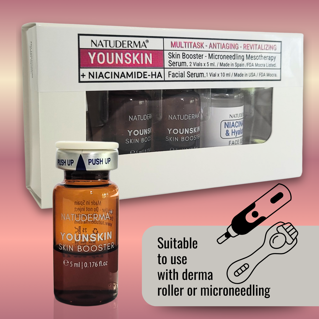 Natuderma Younskin  Rejuvenating Microneedling Serum 2 vials + Niacinamide-HA Serum