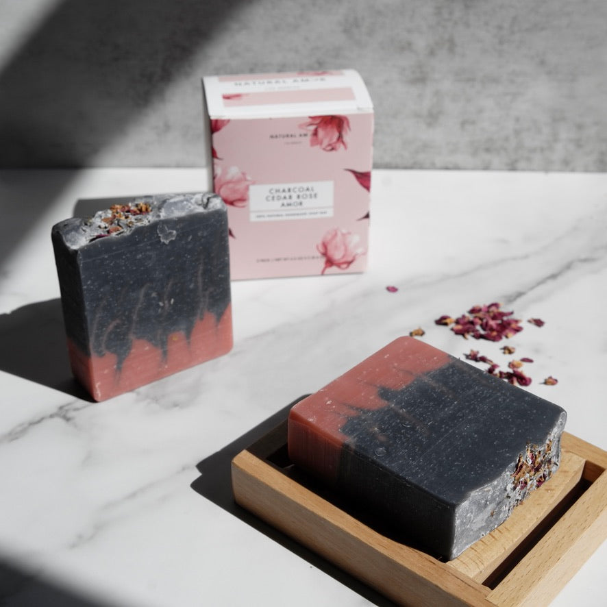 Natural Bar Soap, in a white marble counter