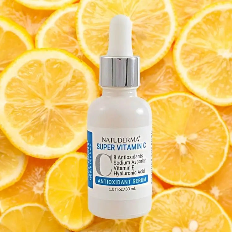 Super Vitamin C serum with Hyaluronic Acid for facial dark spot remover, hyperpigmentation and, wrinkles . Best Serum on Natuderma Skin Care Products.
