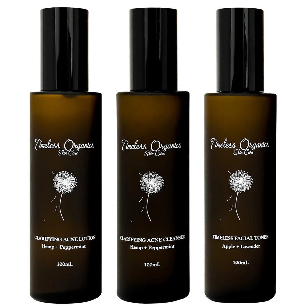 Acne treatment three skincare product set for acne, cleanse, toner and lotion