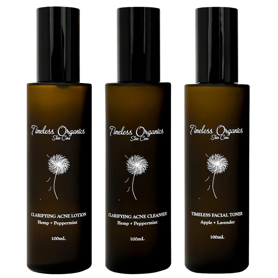 Acne treatment three skincare product set for acne, cleanse, toner and lotion