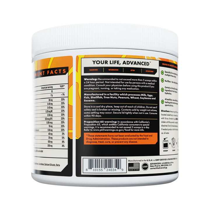 Supplement container with label on a white background