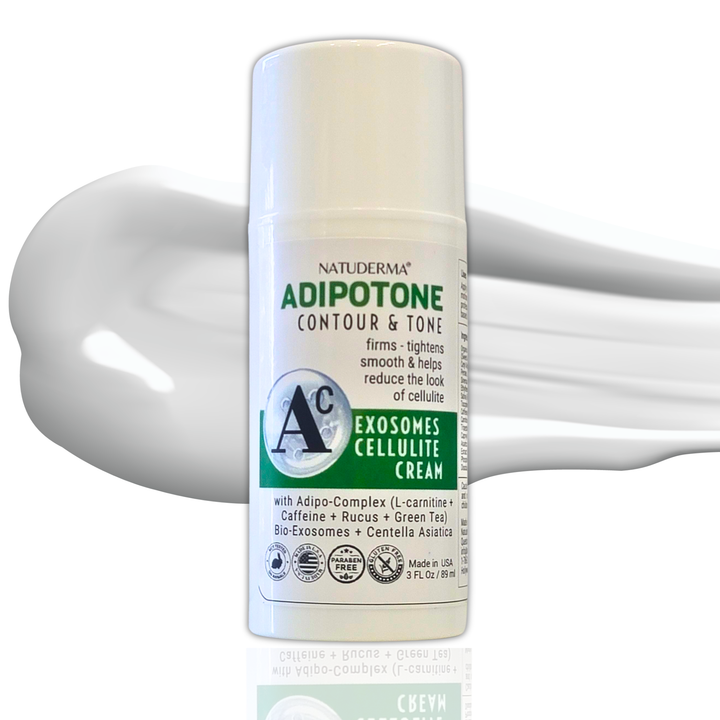 Natuderma Adipotone Exosomes Cellulite Cream bottle on a white background