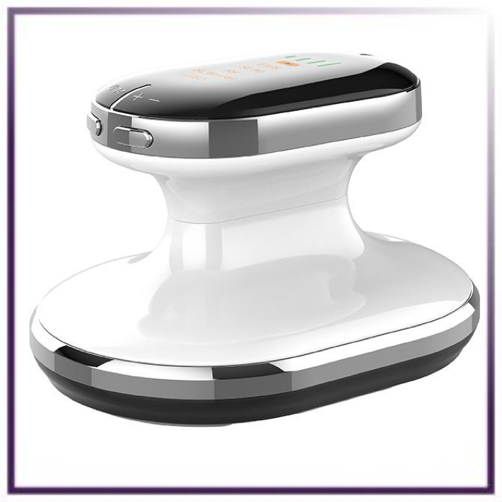 White and silver electric massager device on a white background