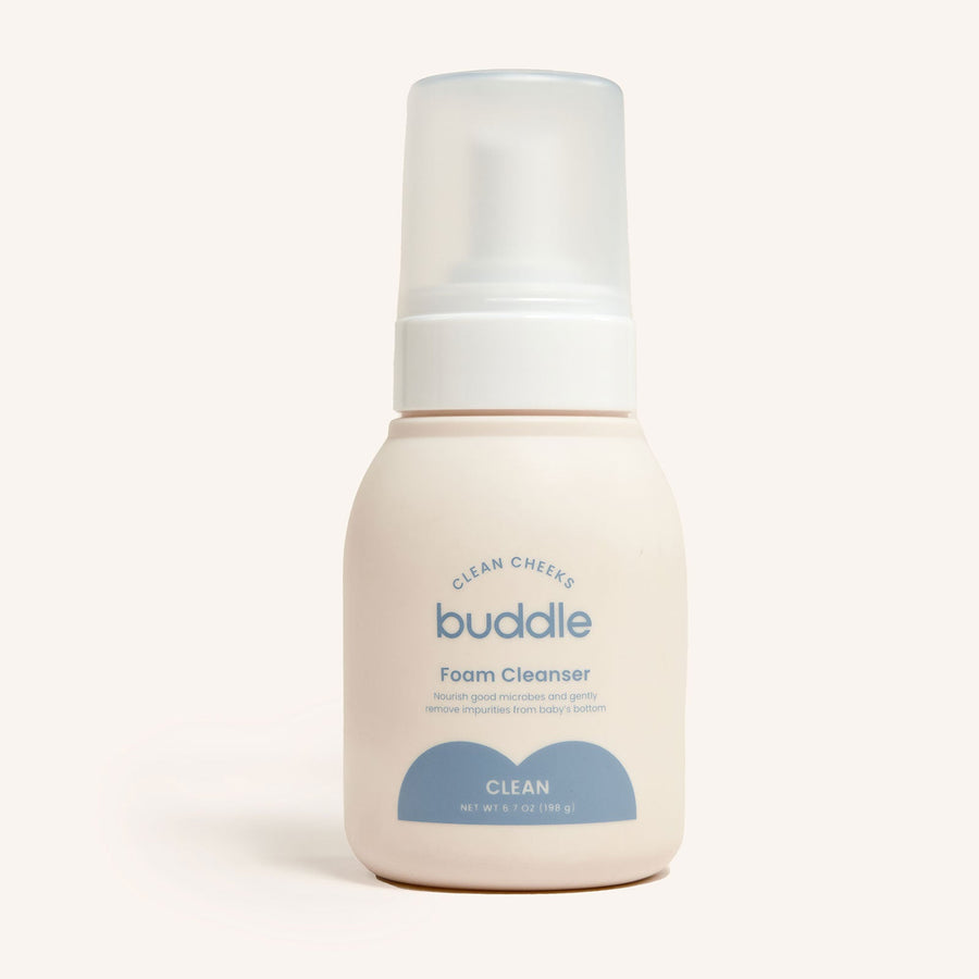 Buddle Foam Cleanser bottle on a white background, baby skin  care