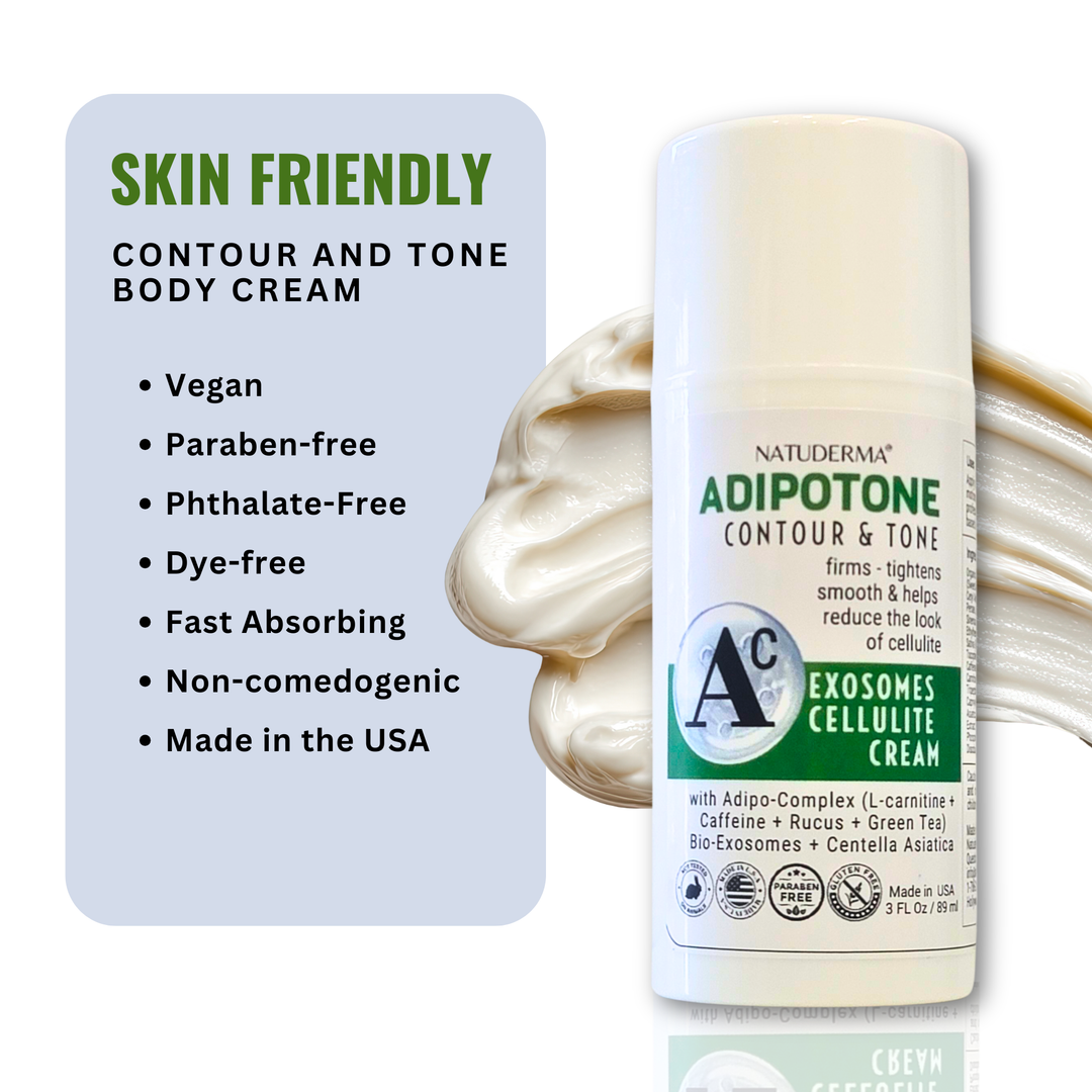Adipotone Contour and Tone body cream with product details on a white background