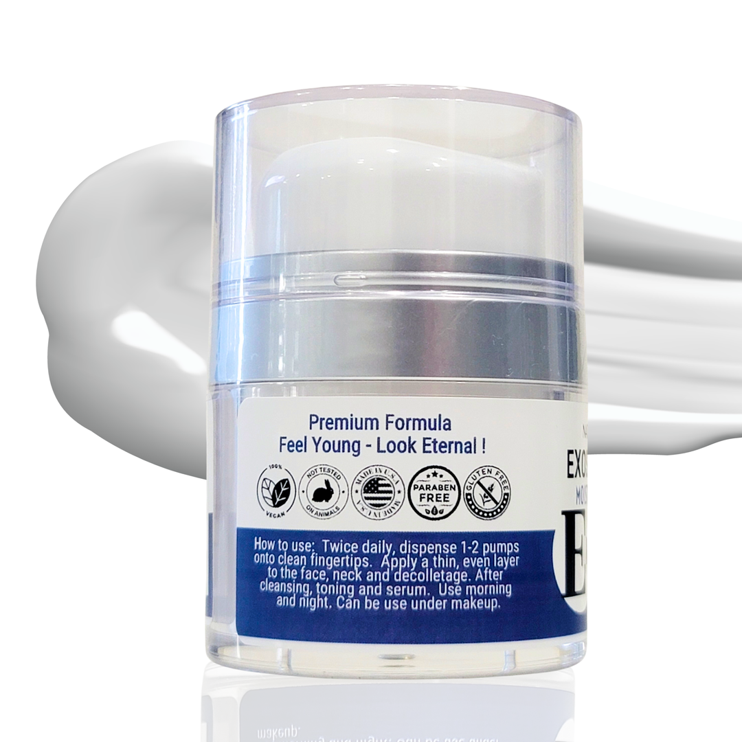 Ntuderma Exosome for skin cream jar with label on a white background