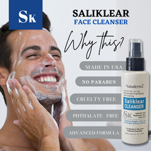 Face Cleanser for oily skin; Saliklear by Natuderma; Face wash for pimples and acne; Natural skincare cleanser; Made in USA