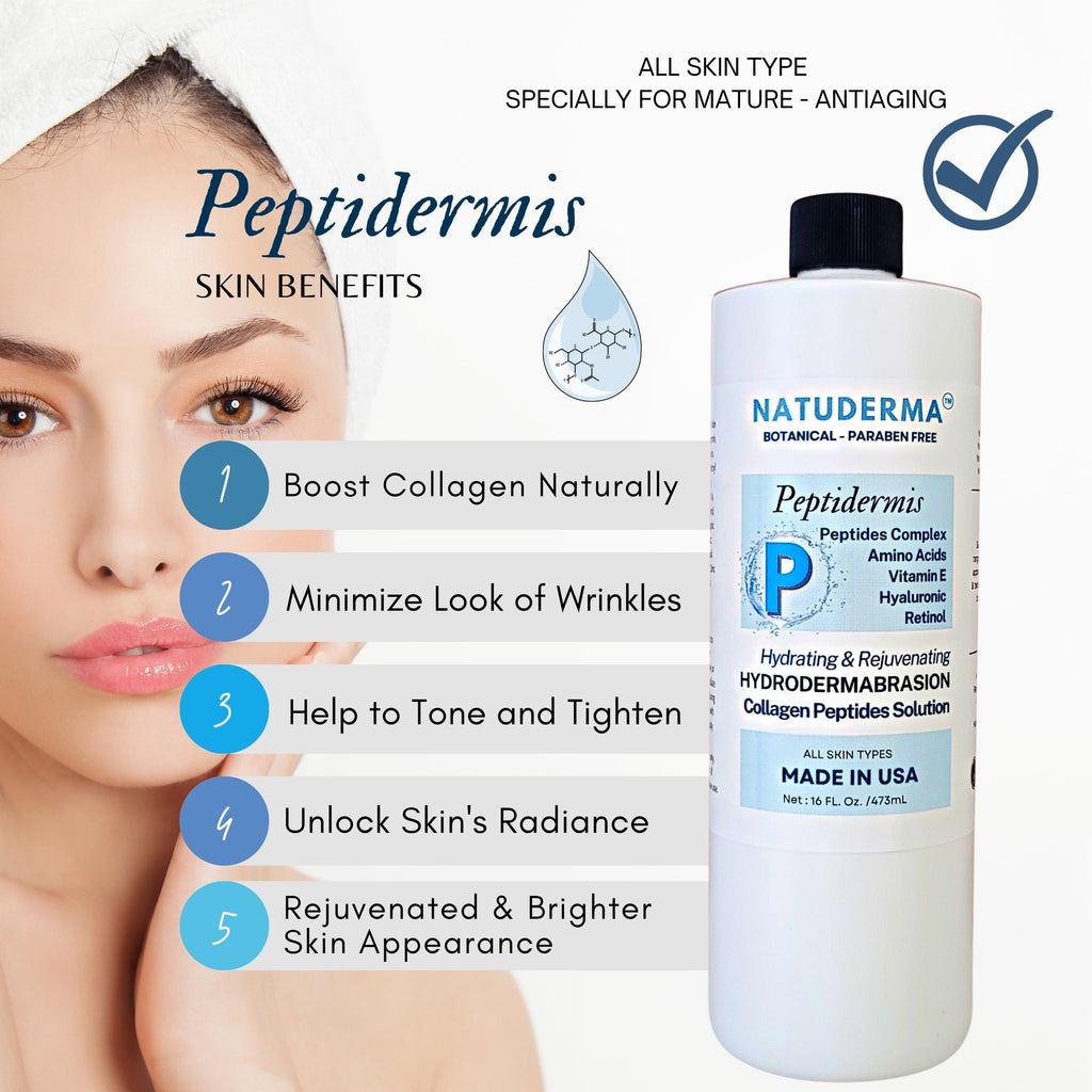 Hydrodermabrasion serum and oxygen infusion solution Peptidermis Collagen Boost applied with airbrush over a women face.
