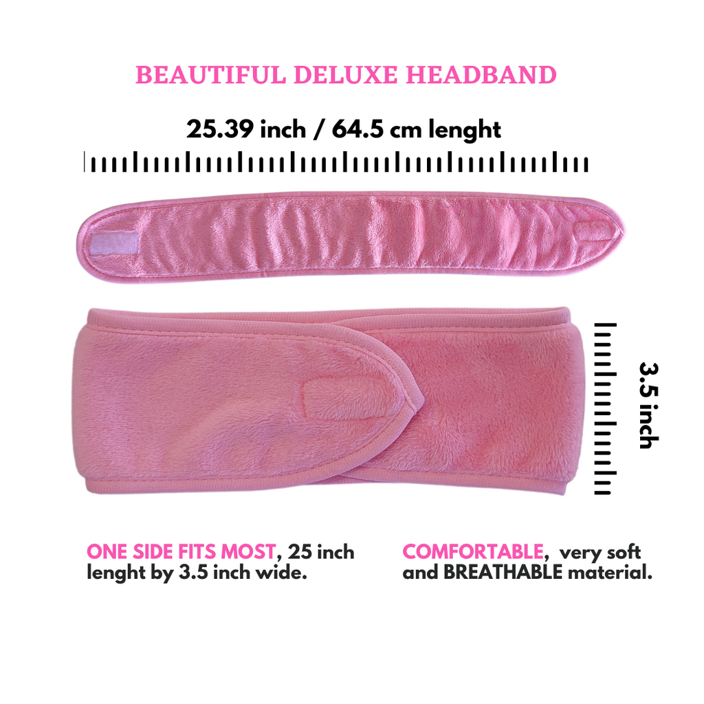 Spa Headband and Silicone Face Brush - Pink Skincare Headband with