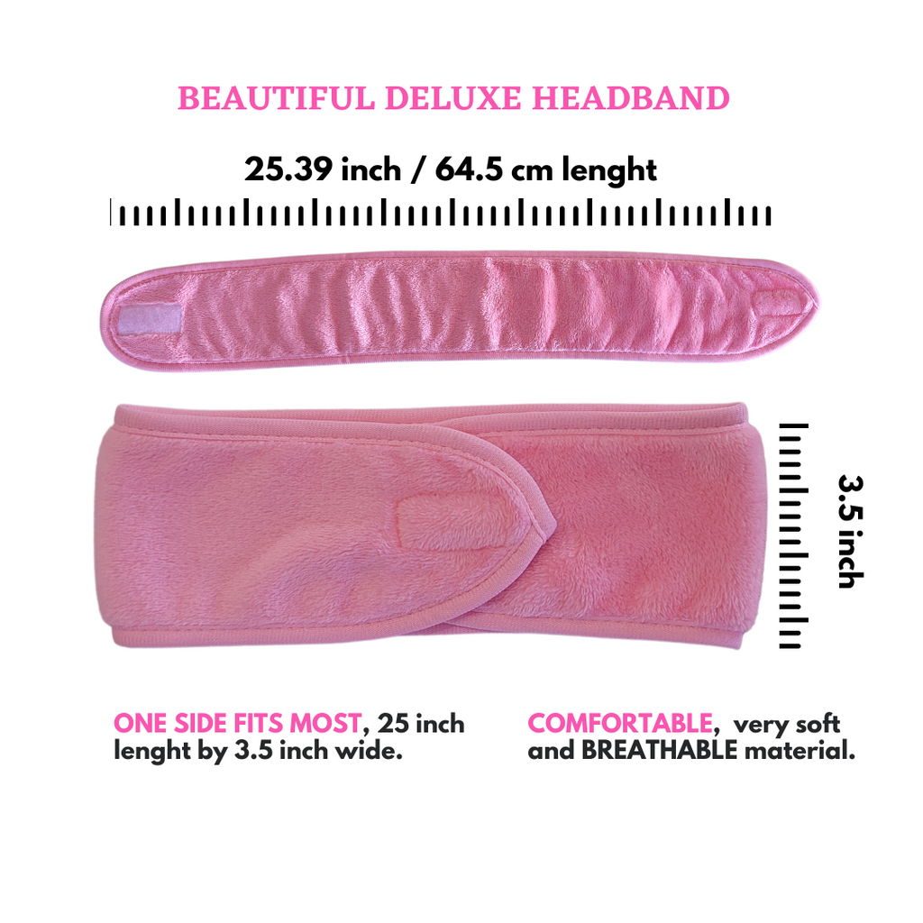 Face Washing Headband - Pink Headband for Makeup and Washing the Face, deluxe, ultrasoft, durable and comfortable.