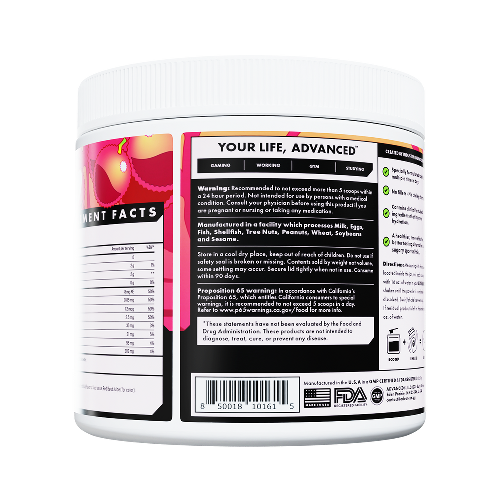 Supplement container with label on a white background