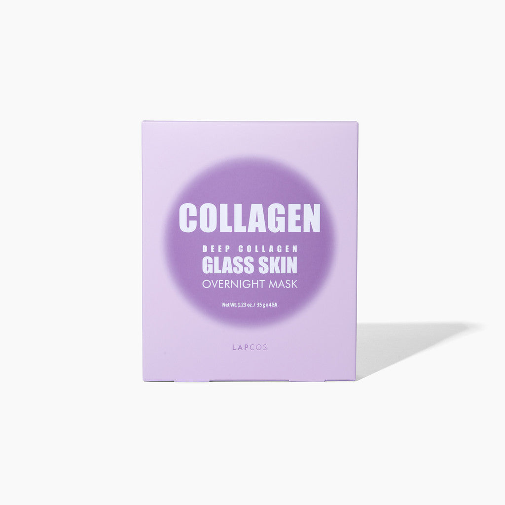Collagen deep collagen glass skin overnight mask packaging on a white background