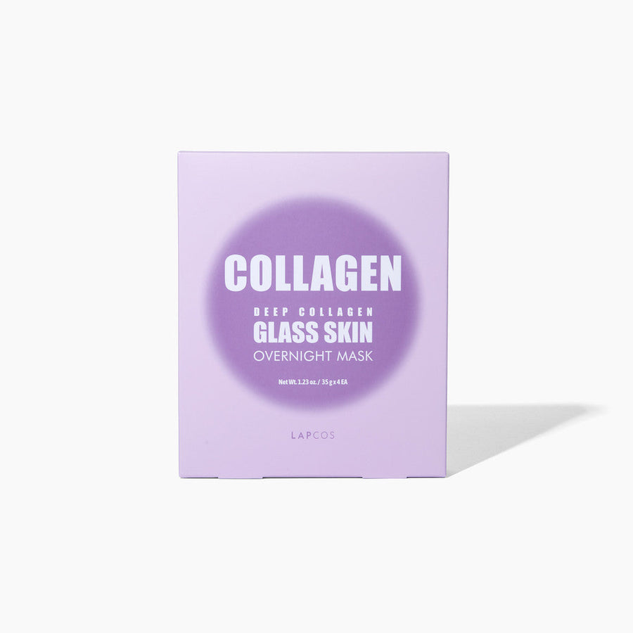 Collagen deep collagen glass skin overnight mask packaging on a white background