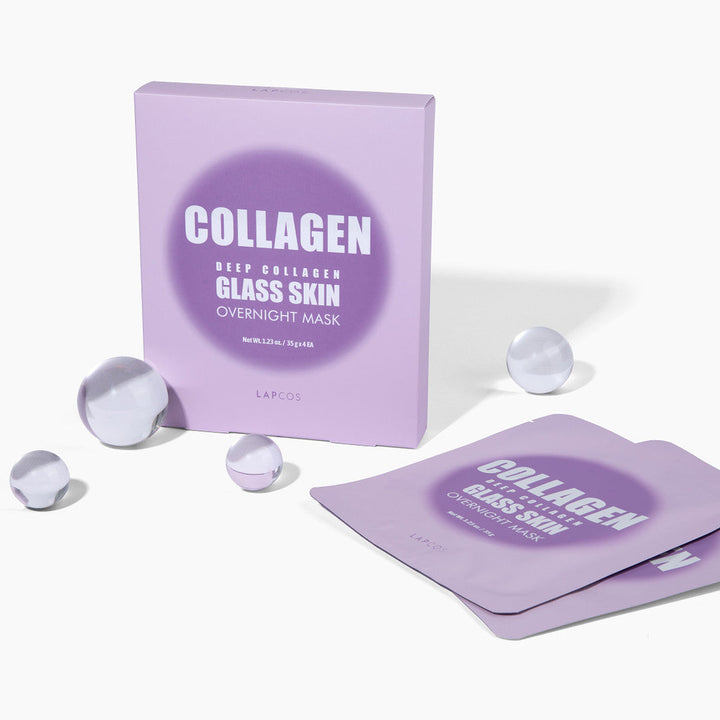 Collagen deep collagen glass skin overnight mask packaging on a white background