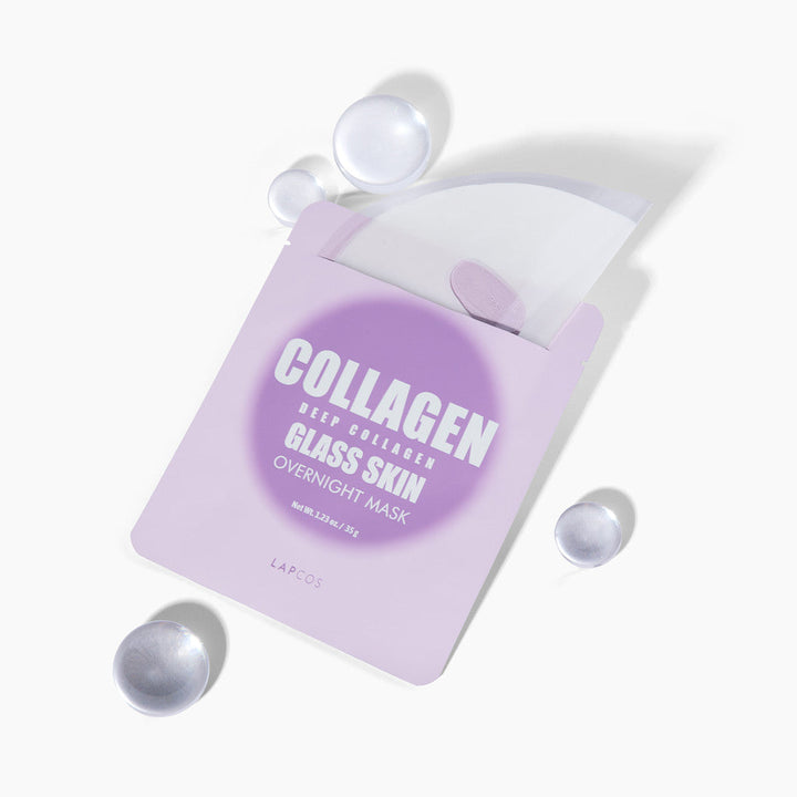 Collagen mask packaging with text on a white background