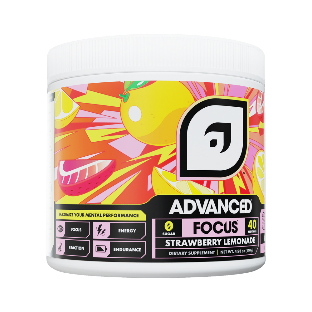 Dietary supplement container with colorful label on a white background