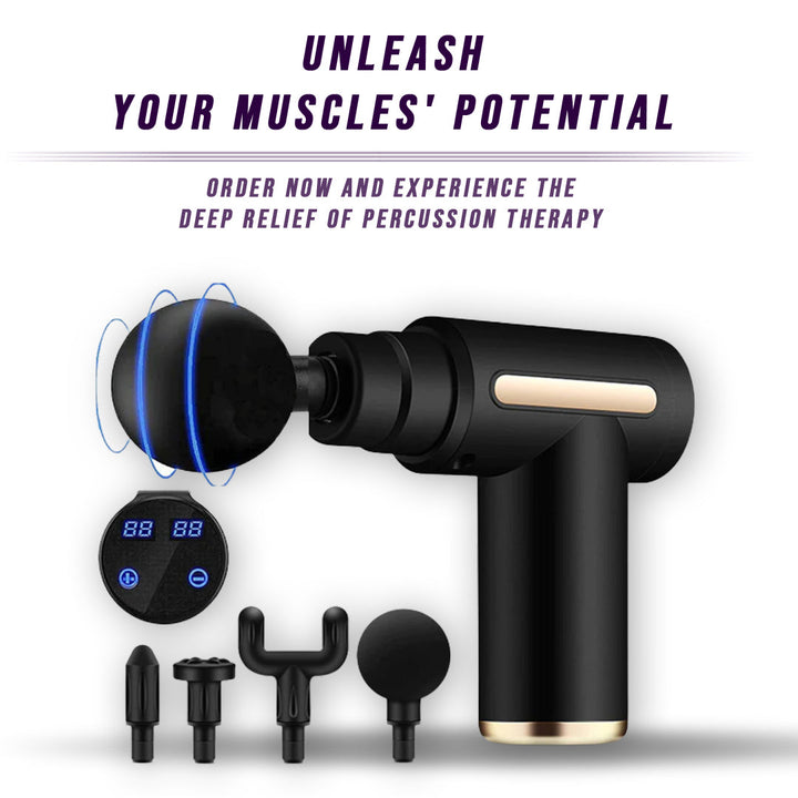 Percusion therapy massager device with 5 heads