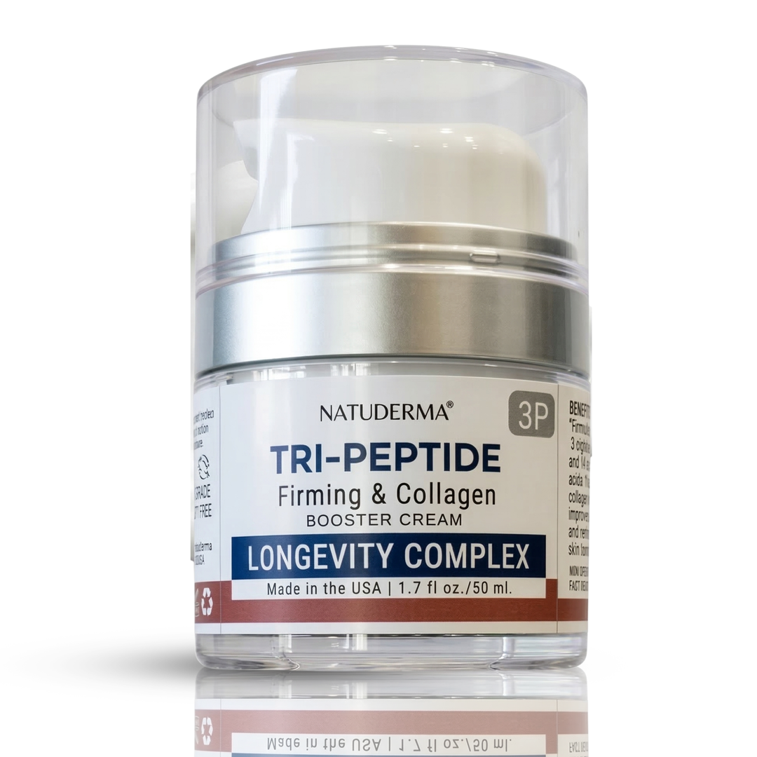 Natuderma Tri-Peptide Firming cream jar on a white background