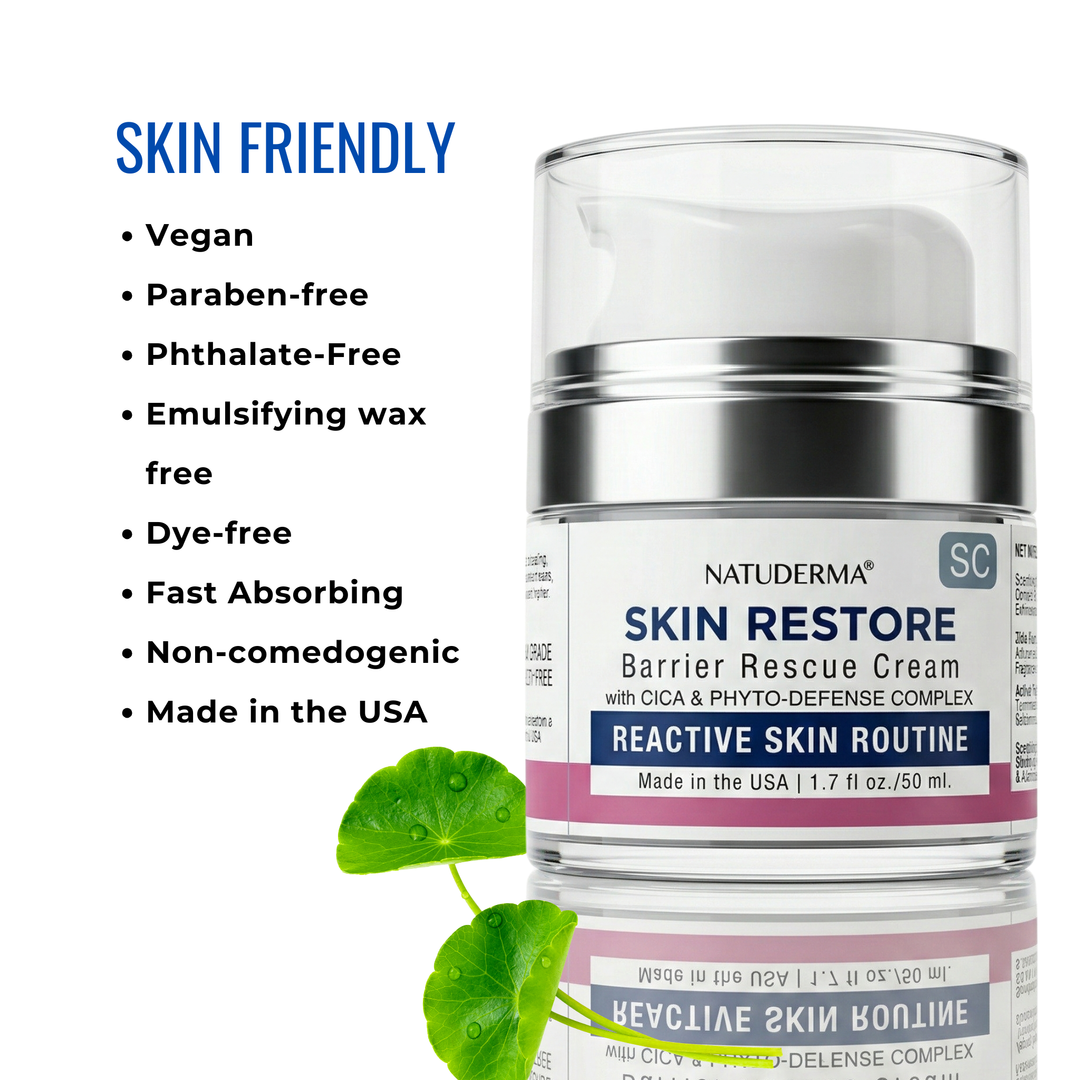Natuderma Skin Restore Barrier Rescue Cream with product details on a white background
