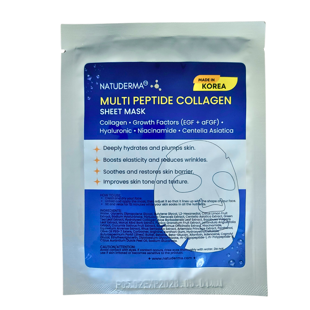 Naturderma Multi Peptide Collagen Sheet Mask packaging on a white background