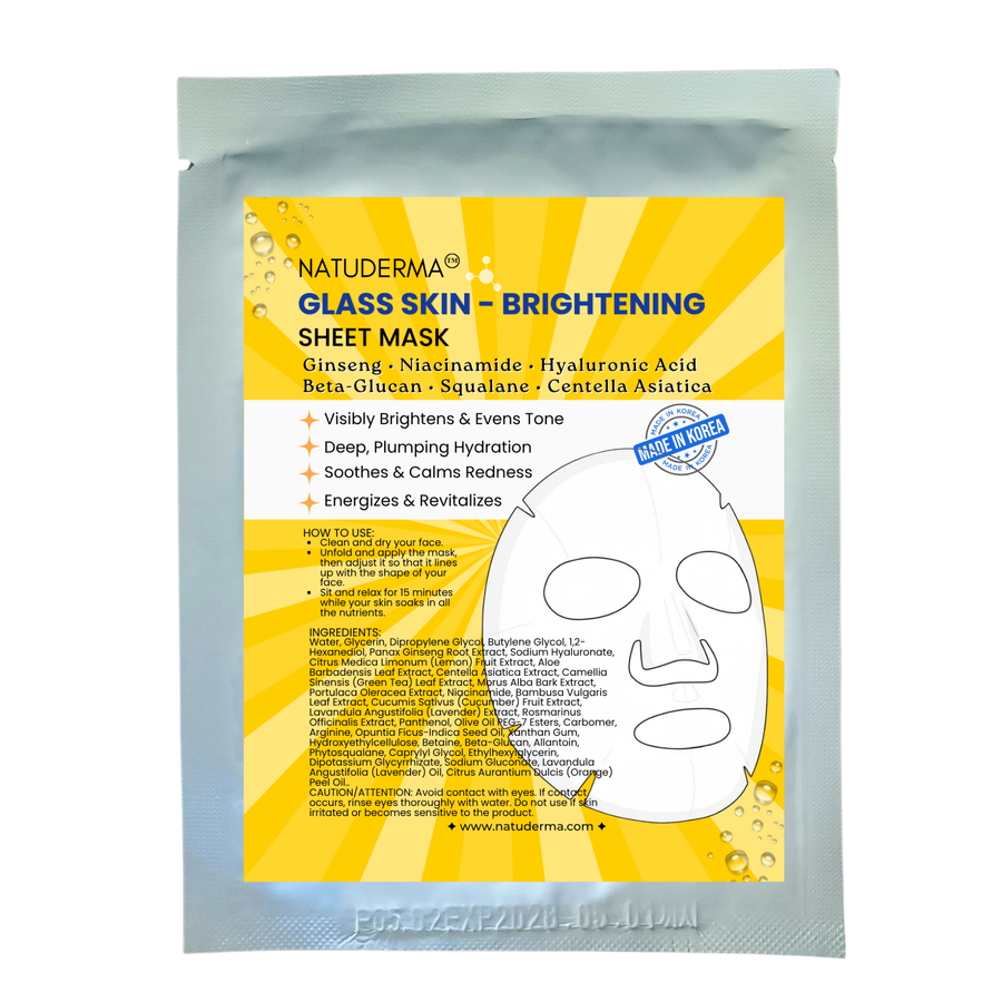 Natuderma Glass Skin Brightening Sheet Mask packaging on a white background