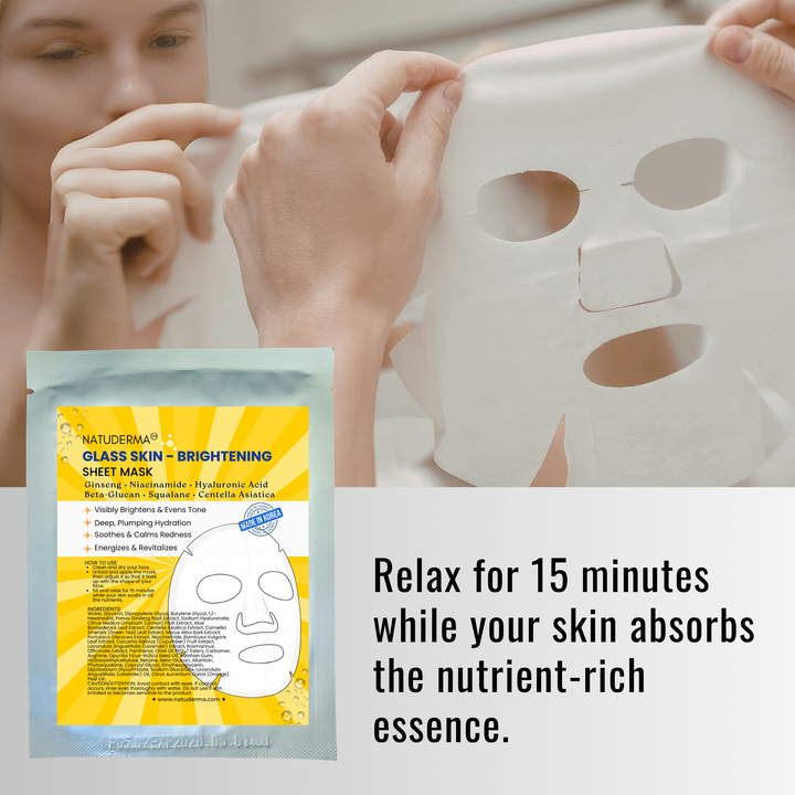 Natuderma Glass Skin Brightening Sheet Mask | Hydrating & Luminous Glow Treatment (5-Pack)