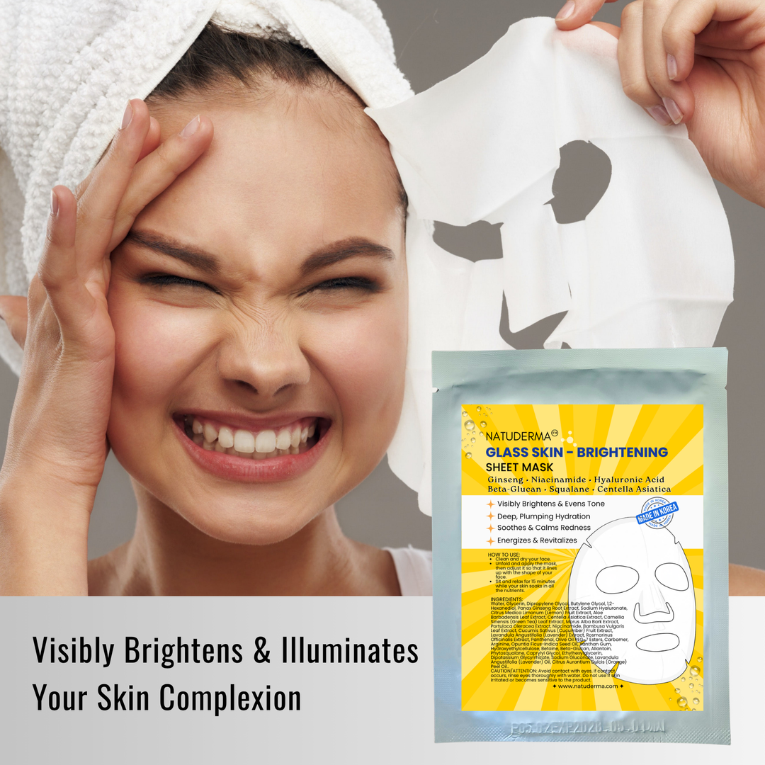 Natuderma Glass Skin Brightening Sheet Mask | Hydrating & Luminous Glow Treatment (5-Pack)