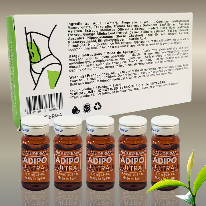 Natuderma Adipo-Ultra Body Contouring Serum for Microneedling & Virtual Mesotherapy, 5 ×10 mL