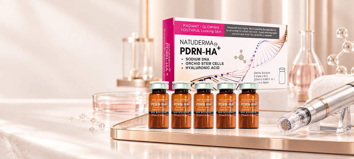Professional microneedling serum collection with dermapen for advanced aesthetic treatments