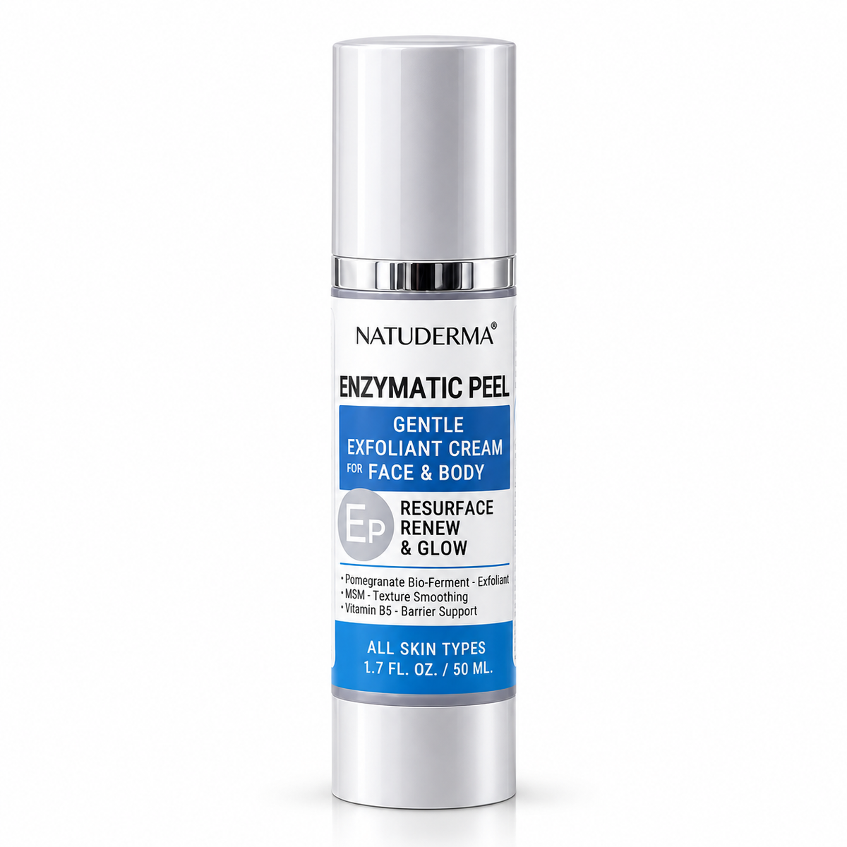 A Natuderma Enzymatic Peel exfoliating cream in a 1.7 fl.