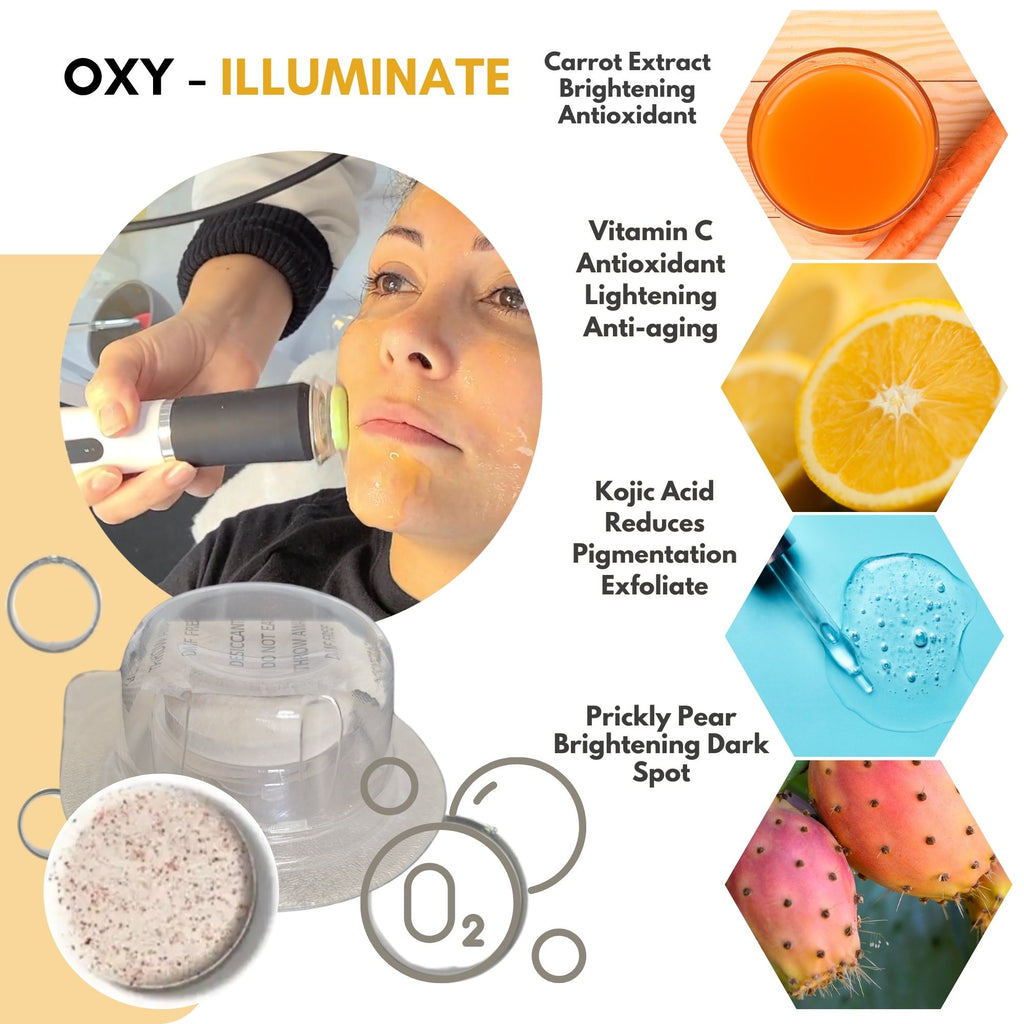 Oxygen facial pod with vitamin c serum for skin brightening, Illuminate oxy pods for oxy-geneo machine. 