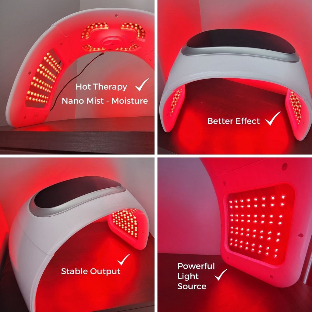 Professional led light therapy machine, "Luna" , Led therapy for estheticians, six color plus combination, with nano mist and EMS microcurrent machine, available at dermishop.com