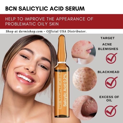 Salicylic Acid Microneedling Serum, a purifying and clarifying solution to combat acne and blackhead, minimize pore, 10 ampoules of 2 ml, made in Spain by Institute BCN