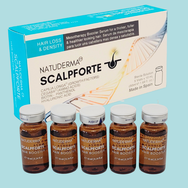 Natuderma Scalpforte Mesotherapy Booster Serum for Hair loss, Alopecia, Hair transplant serum  with Biotin, Amino Acids and Growth Factors, 5 vials of 10 ml each.