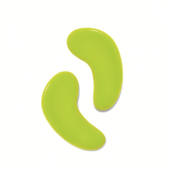 Hydrogel eye mask - Two green eye patches on a white background