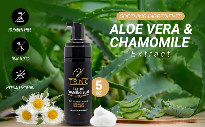 Tattoo and PMU foaming soap with Chamomile and aloe.