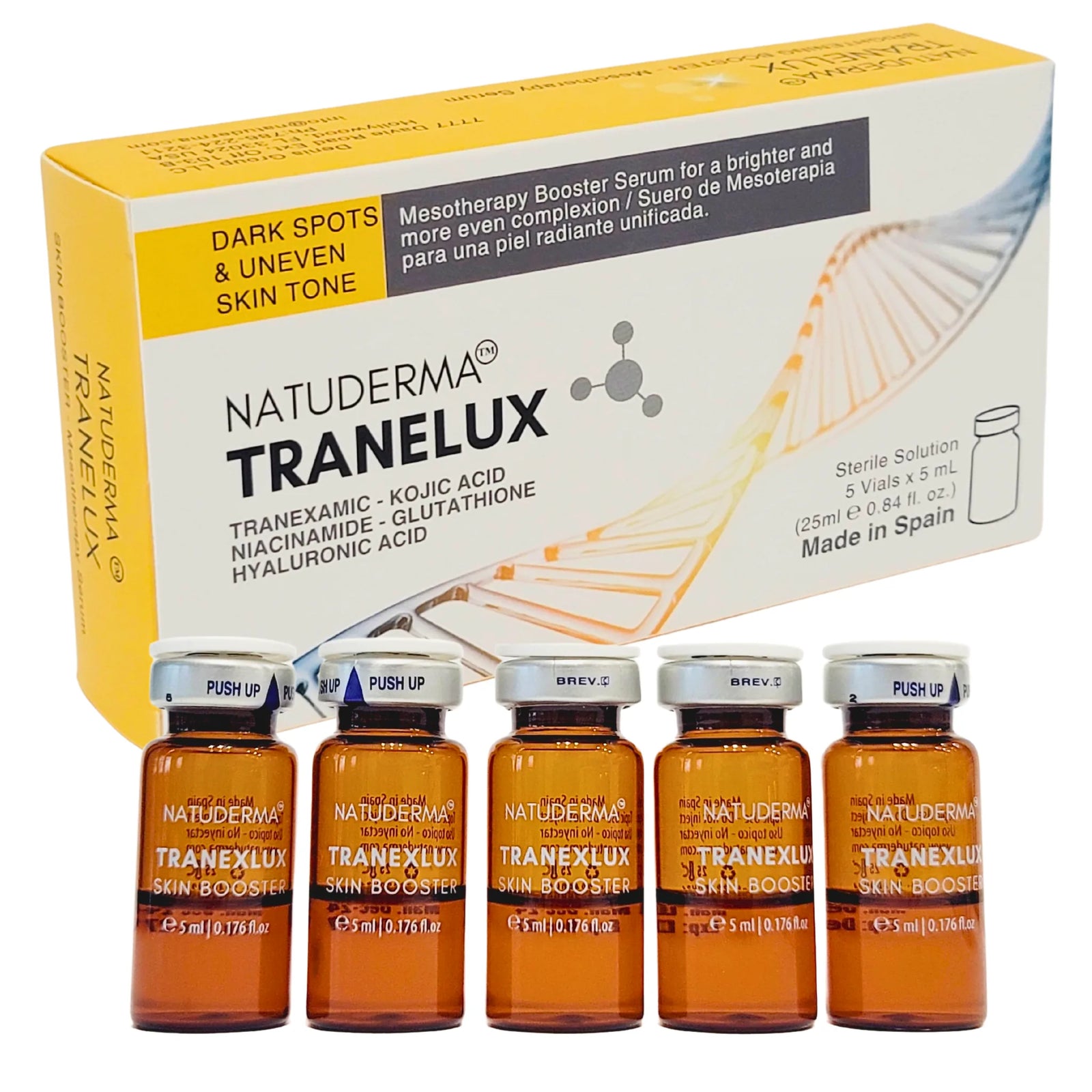 Tranelux microneedling serum for dark spot or uneven skin, with tranexamic acid, gluthatione, niacinamide, vitamin C and hyaluronic acid, 5 booster for microneedling or derma roller mesotherapy 