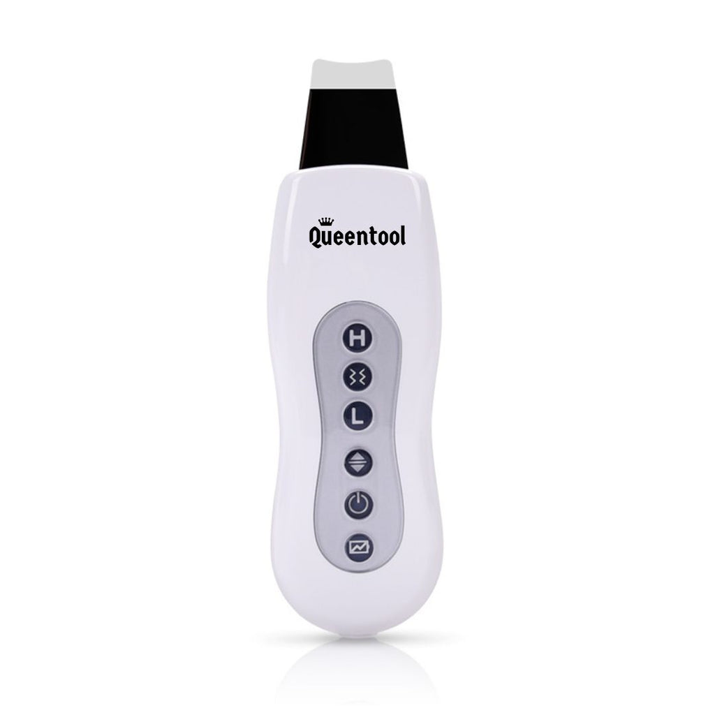 Skin Scrubber Spatula by Queentool, a professional ultrasonic skin scrubber for estheticians and at home skin care routine.