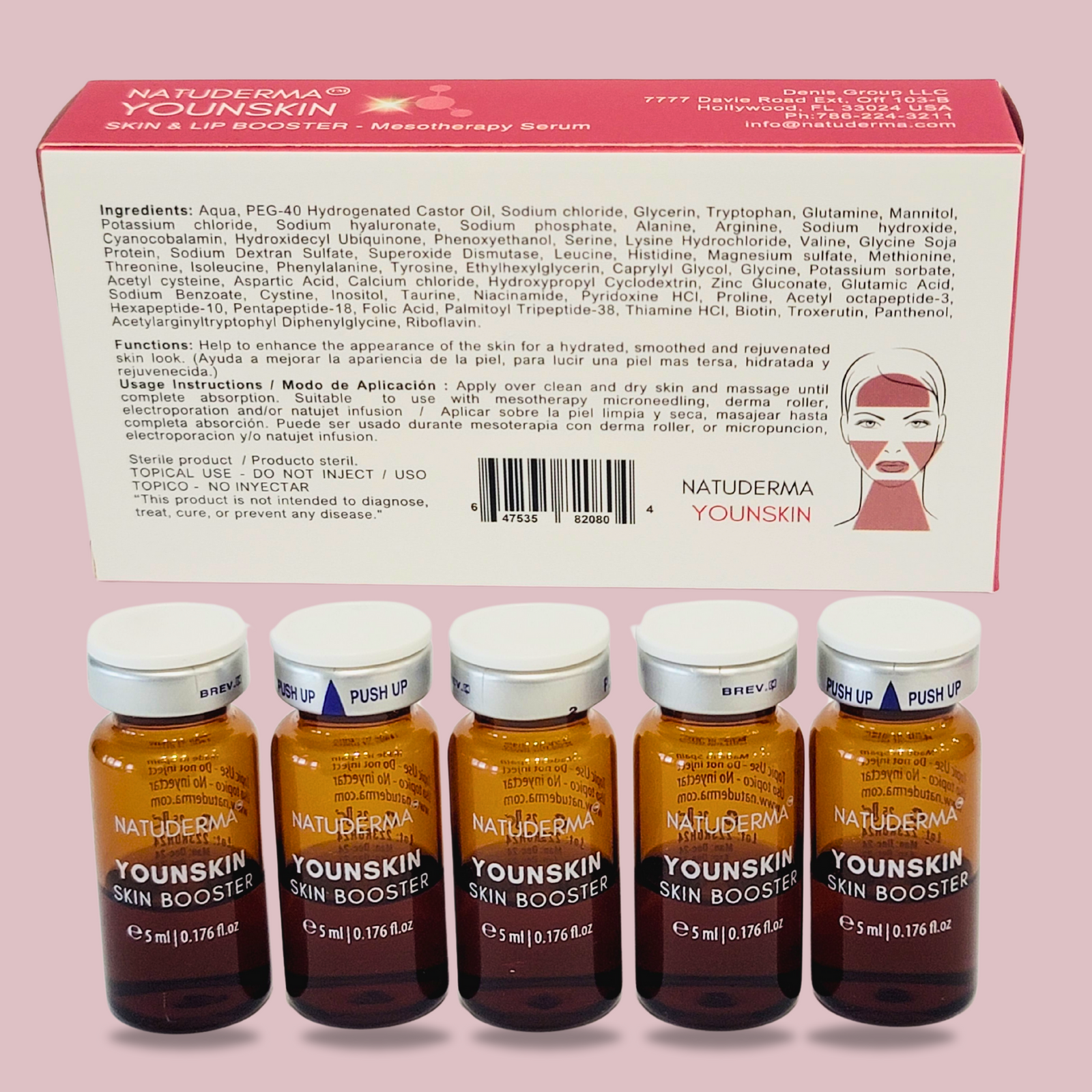 box of Mesotherapy solution - peptides microneedling serum with  HA and vitamins, Younskin by Natuderma