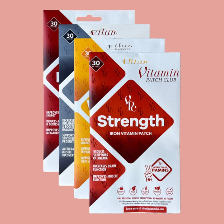 Vitamin patch packaging with 'Vitan Vitamin Patch Club' branding on a pink background