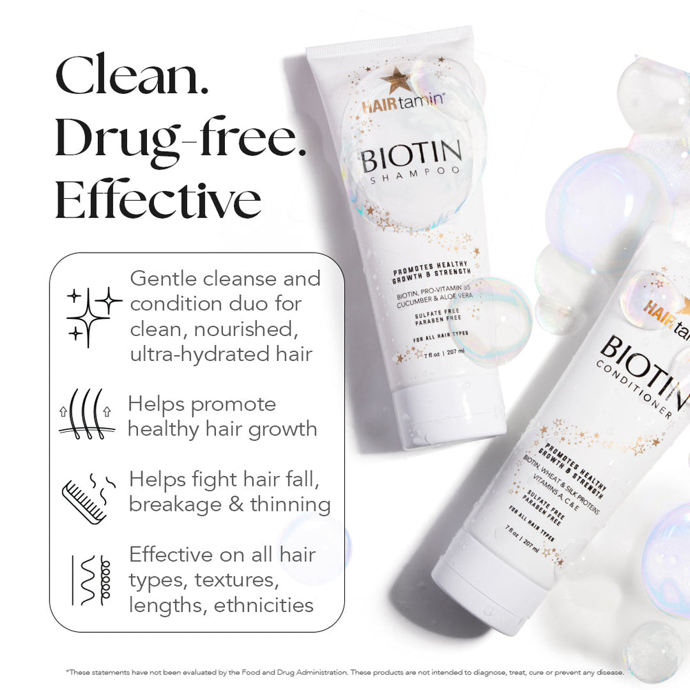 Biotin hair shampoo , two tubes with benefits, said clean, drug free and effective 