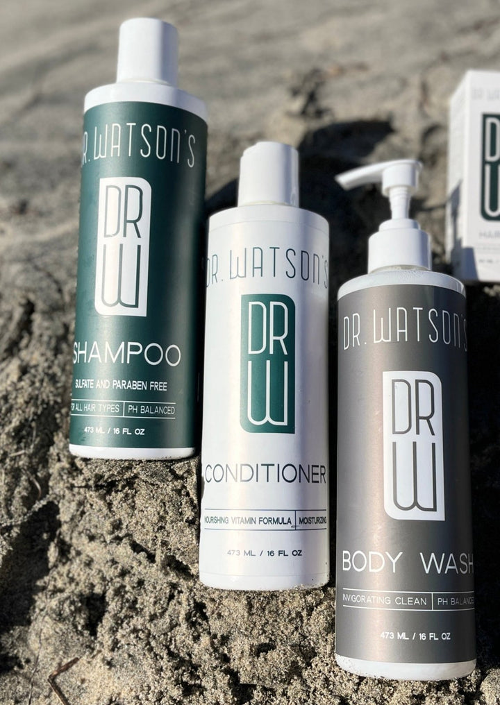 Dr. Watson's Hair Care | Trio of Shampoo & Conditioner & Body Wash | 16 Oz Each