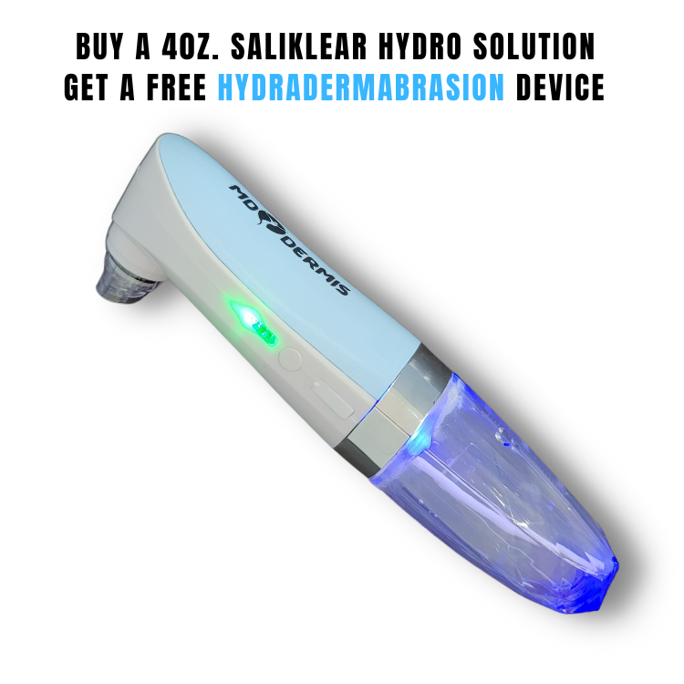 Hydradermabrasion machine, portable Hydro facial machine for home use with Saliklear Hydro dermabrasion Serum.
