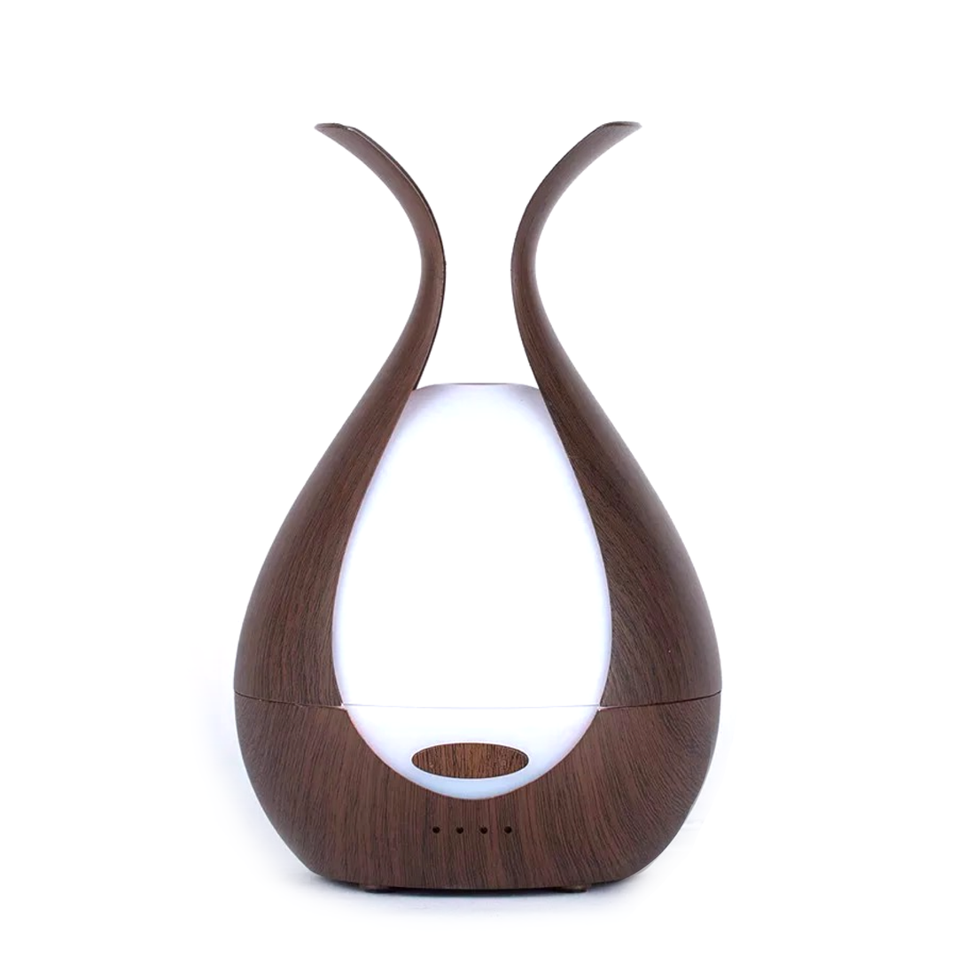 Wooden diffuser with white center on a white background