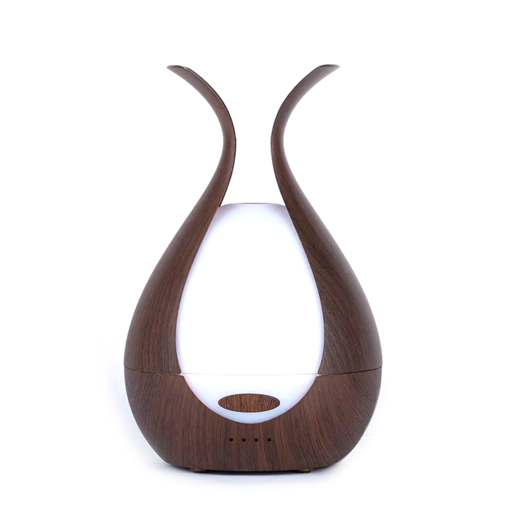 Wooden diffuser with white center on a white background