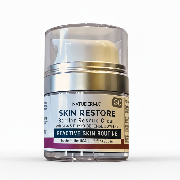 Naturderma Skin Restore Barrier Rescue Cream jar on a white background